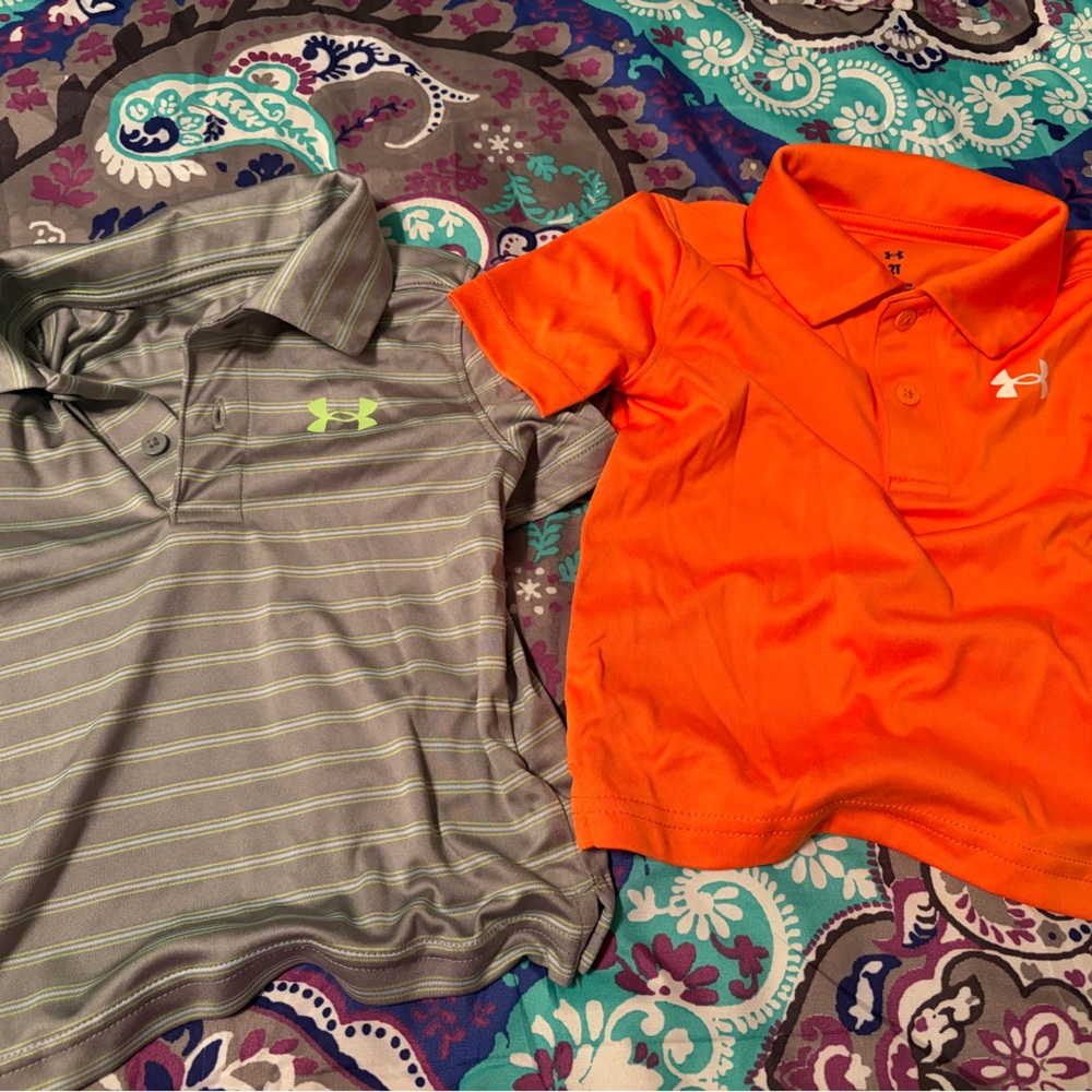 Under Armour Polo Duo - Gray with Neon Green Logo & Bright Orange Polo